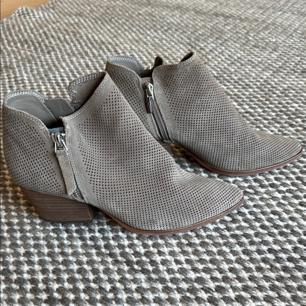 Vince Camuto Perforated Gray/Taupe Ankle Booties